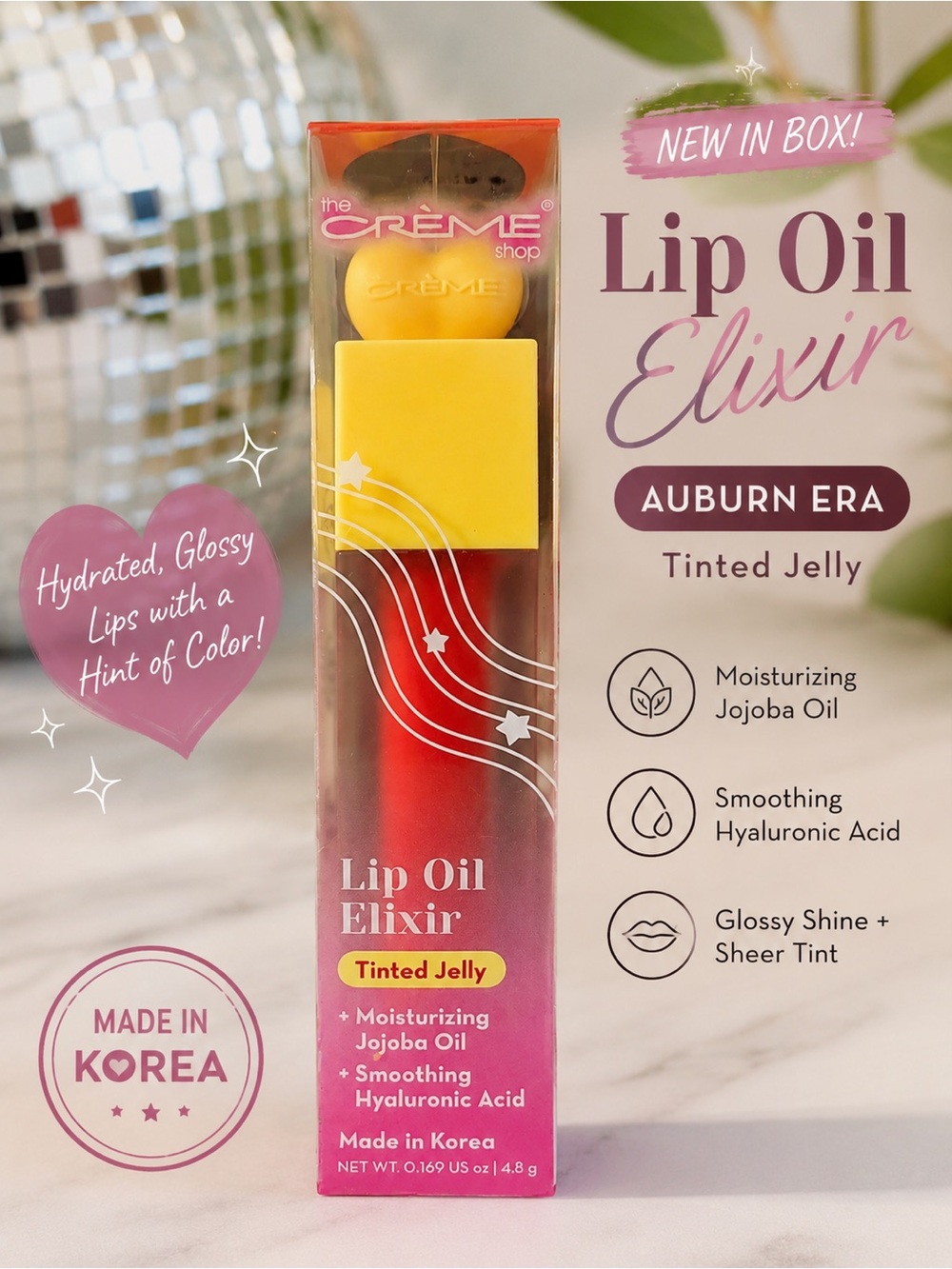The Crème Shop Hydrating Lip Oil Elixir Tinted Jelly Auburn Era NIB K-Beauty - Picture 1 of 3